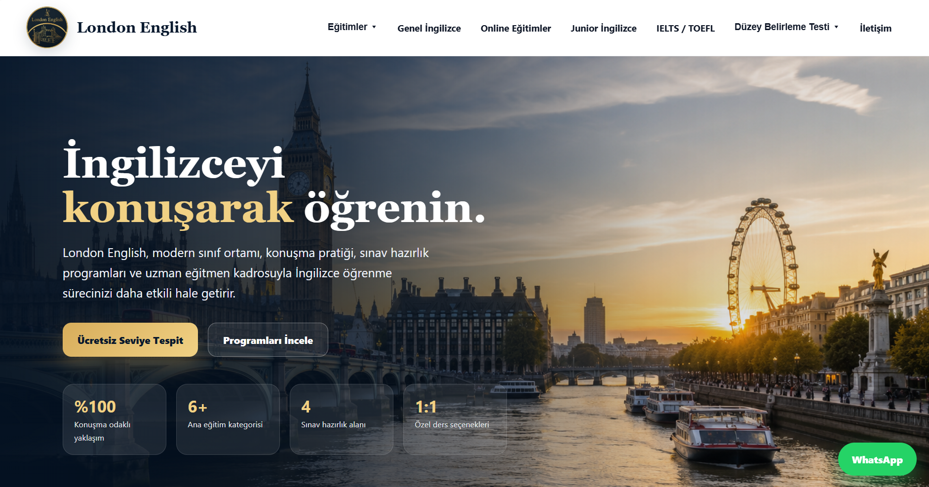 London English web sitesi ekran görüntüsü